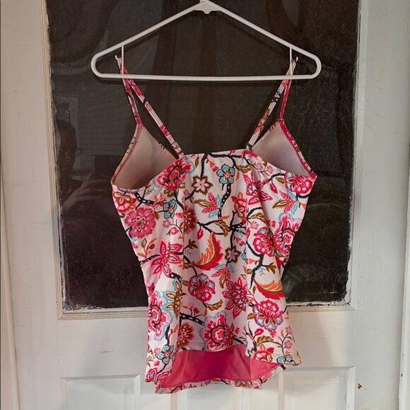Free Country Women’s Floral Pink and White Tankini Spaghetti Strap Top Size 16 - Picture 5 of 7